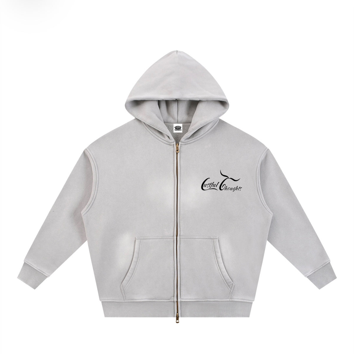 White Ice Faded Memories Zip-up Boxy Hoodie