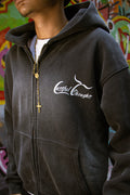 Charcoal Faded Memories Zip-up Boxy Hoodie