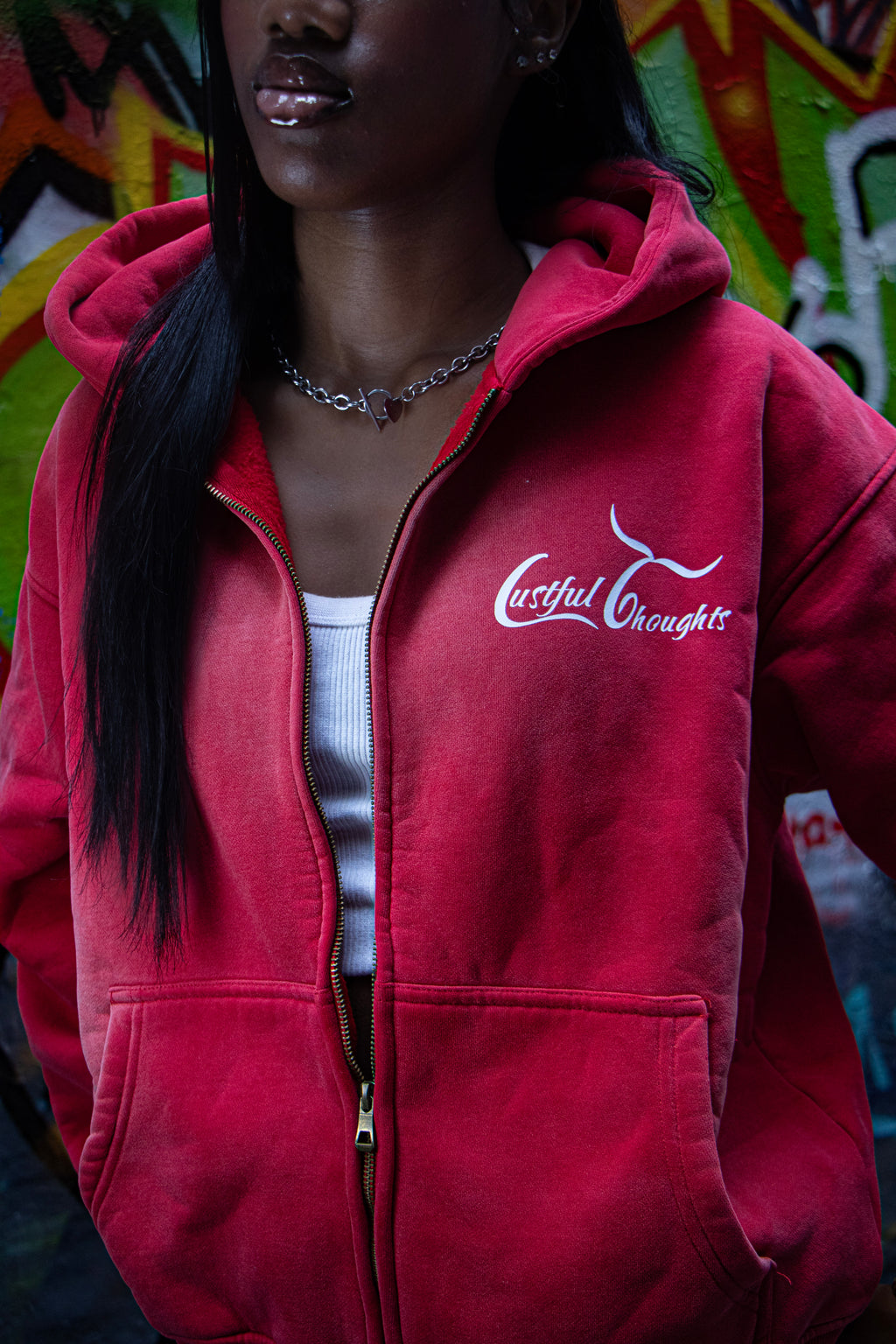 Cherry Faded Memories Zip-up Boxy Hoodie