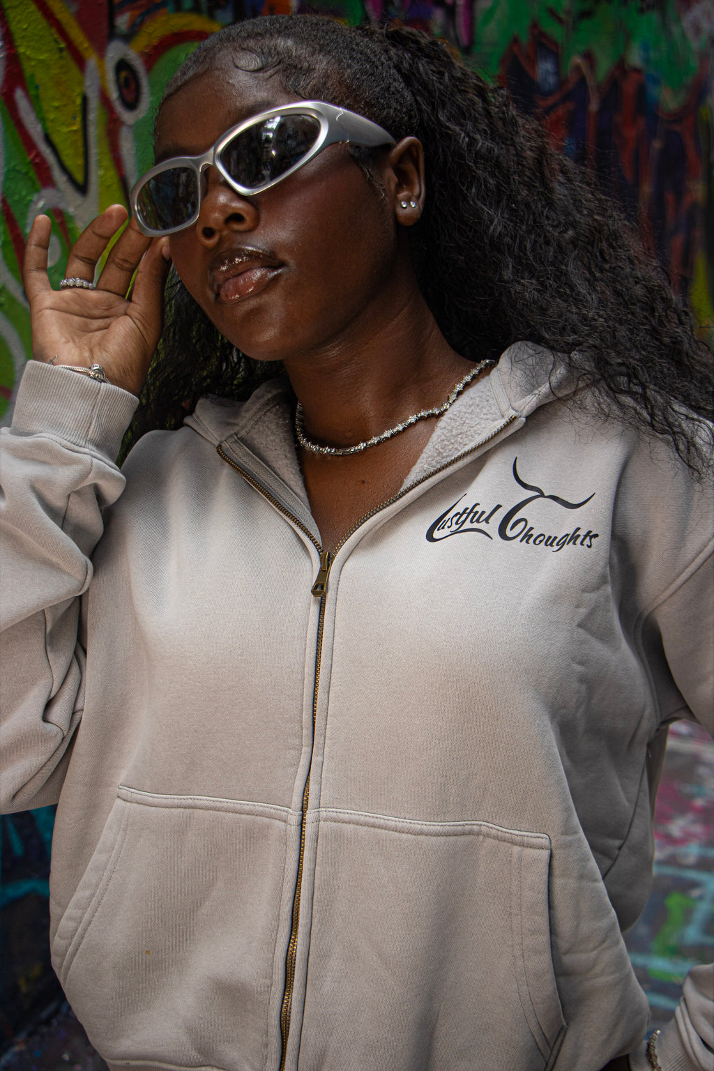 White Ice Faded Memories Zip-up Boxy Hoodie