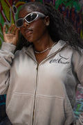 White Ice Faded Memories Zip-up Boxy Hoodie